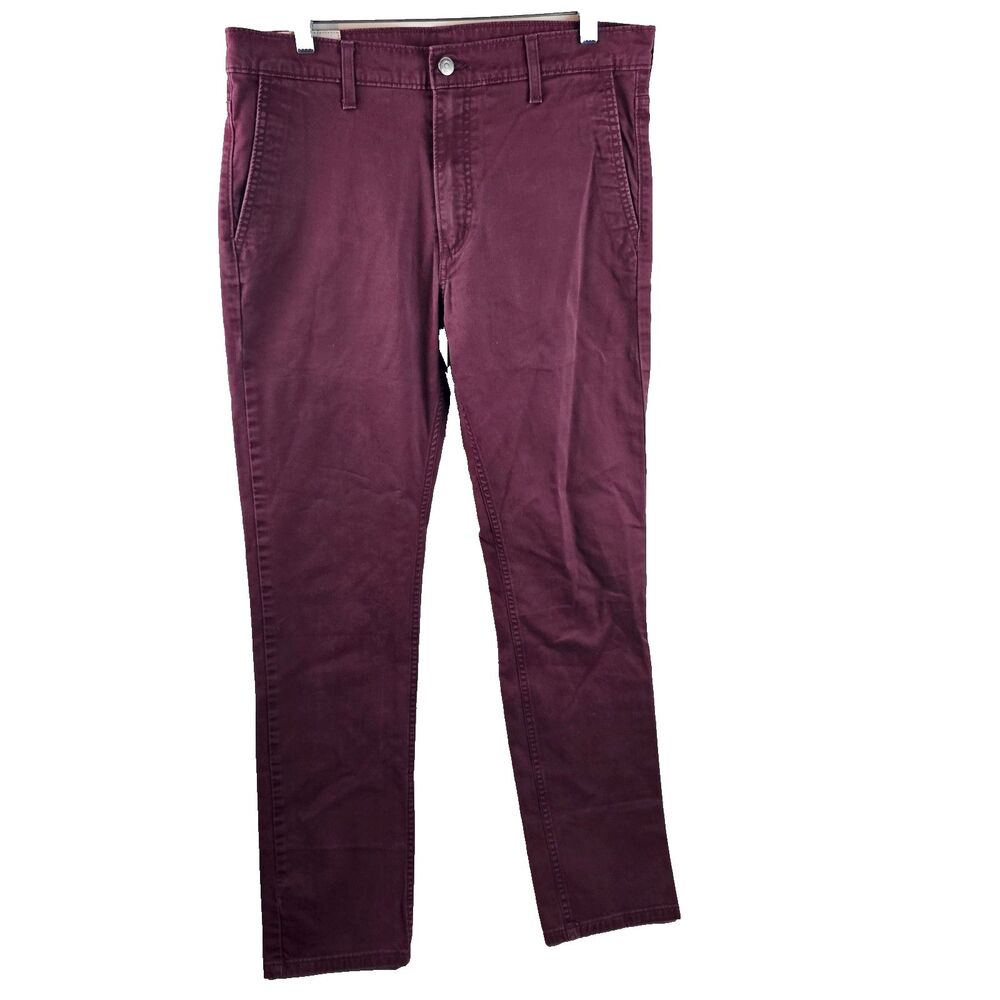 Levi's 511 Pants Men 34x34 Burgundy Maroon Red Slim Fit Stretch Chino Casual